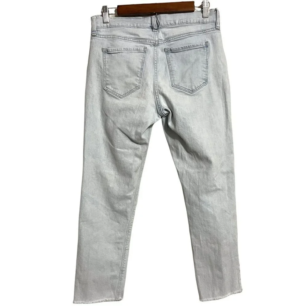 Old Navy Womens Light Distressed High Rise Raw Hem Straight Boyfriend Jeans Sz 4